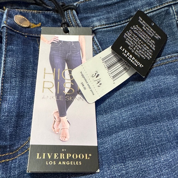 NWT Liverpool Los Angeles Abby High Rise Ankle Skinny Dark Blue Jeans - Picture 10 of 10